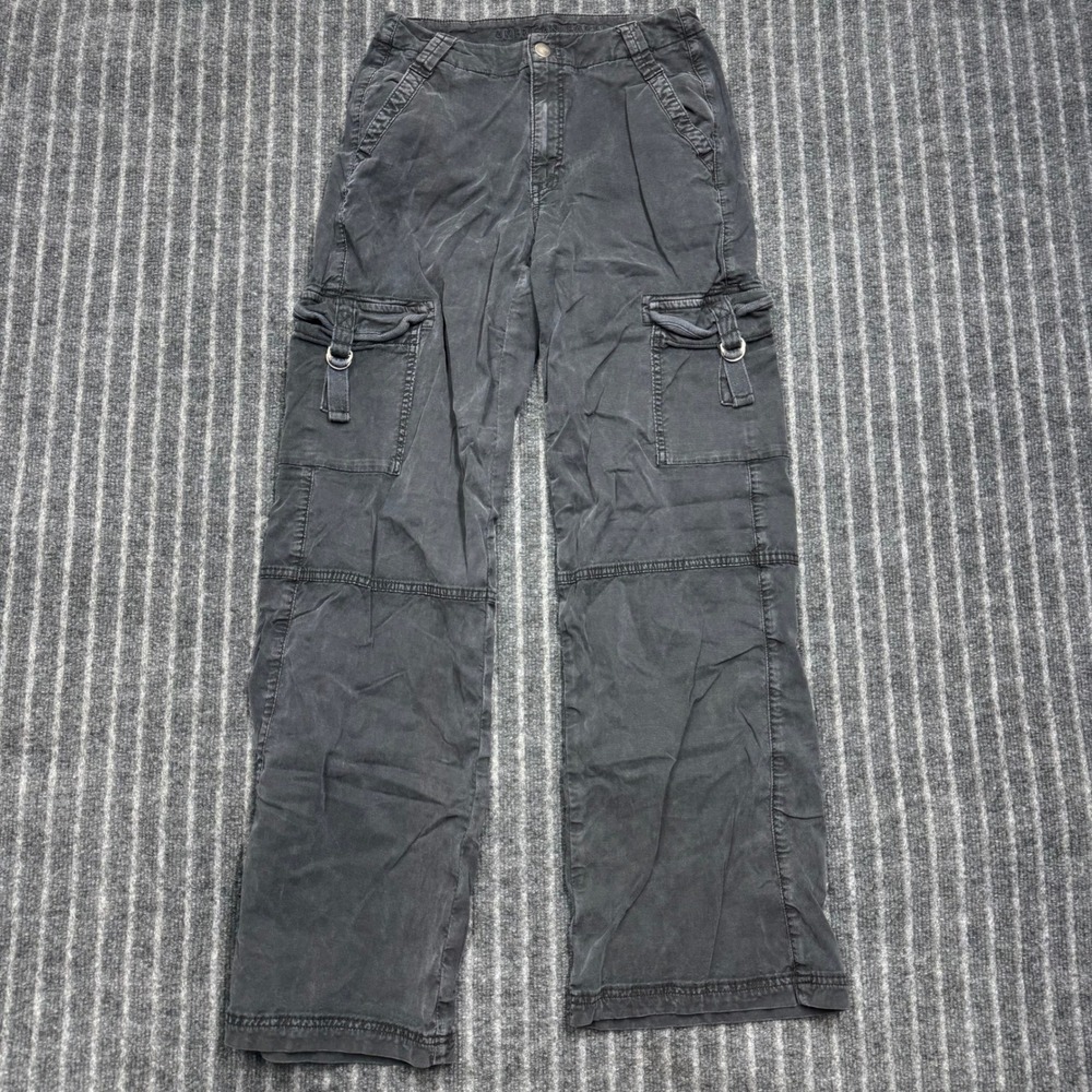American Eagle Women 00 Black Cargo Stretch D-Ring Utility Pants (2406)